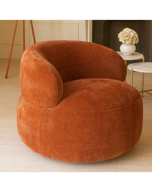 Fauteuil pivotant Glove terracotta - L.82xH.72xP.85 cm