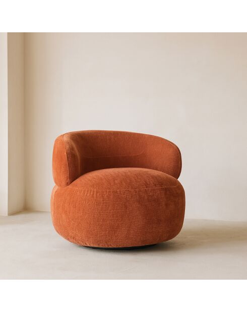 Fauteuil pivotant Glove terracotta - L.82xH.72xP.85 cm