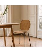 2 Chaises Nina en rotin et pieds métal naturel/noir - 45x45x78 cm