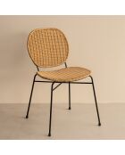 2 Chaises Nina en rotin et pieds métal naturel/noir - 45x45x78 cm