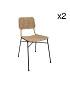 2 Chaises Suzie en rotin et pieds métal naturel/noir - 49x46x81 cm