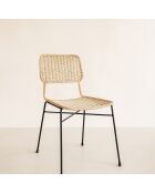 2 Chaises Suzie en rotin et pieds métal naturel/noir - 49x46x81 cm