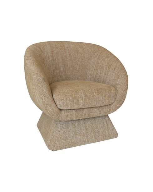 Fauteuil pivotant en tissus tweed sixties jaune - 77x74x80 cm