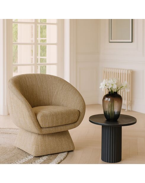 Fauteuil pivotant en tissus tweed sixties jaune - 77x74x80 cm