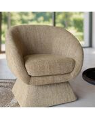 Fauteuil pivotant en tissus tweed sixties jaune - 77x74x80 cm