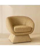 Fauteuil pivotant en tissus tweed sixties jaune - 77x74x80 cm