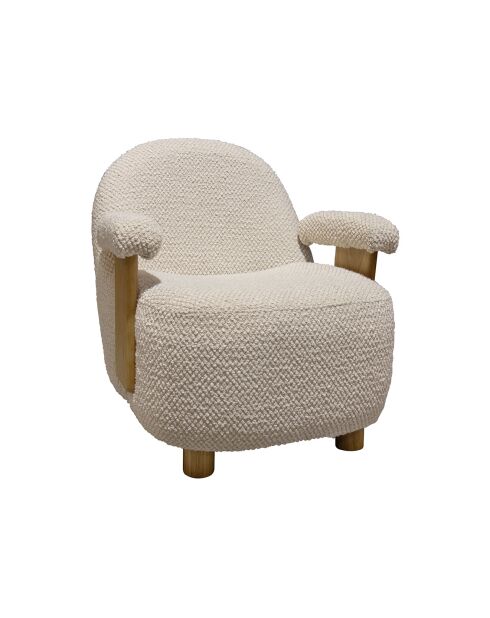Fauteuil en Bouclette Structure en Bois Ulysse beige/naturel - 72x75x73.5cm