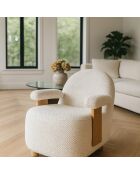 Fauteuil en Bouclette Structure en Bois Ulysse beige/naturel - 72x75x73.5cm
