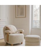 Fauteuil en Bouclette Structure en Bois Ulysse beige/naturel - 72x75x73.5cm