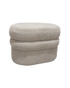 Pouf en Bouclette Structure en Bois Ulysse beige - 64x44x45 cm