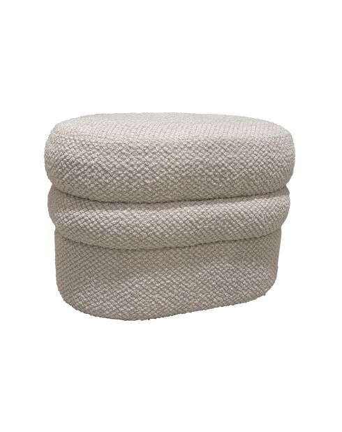 Pouf en Bouclette Structure en Bois Ulysse beige - 64x44x45 cm