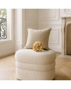 Pouf en Bouclette Structure en Bois Ulysse beige - 64x44x45 cm