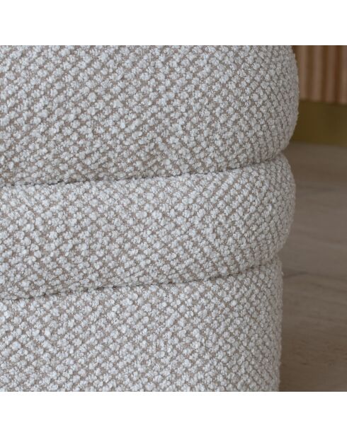 Pouf en Bouclette Structure en Bois Ulysse beige - 64x44x45 cm