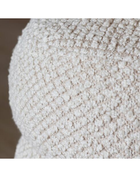 Pouf en Bouclette Structure en Bois Ulysse beige - 64x44x45 cm