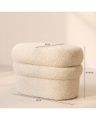 Pouf en Bouclette Structure en Bois Ulysse beige - 64x44x45 cm