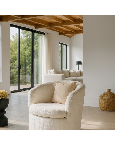 Fauteuil Pivotant Bouclette Malo écru - 73.5x73x77 cm