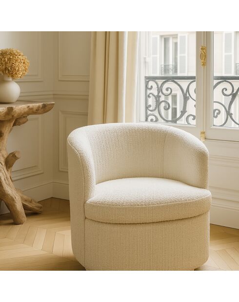 Fauteuil Pivotant Bouclette Malo écru - 73.5x73x77 cm