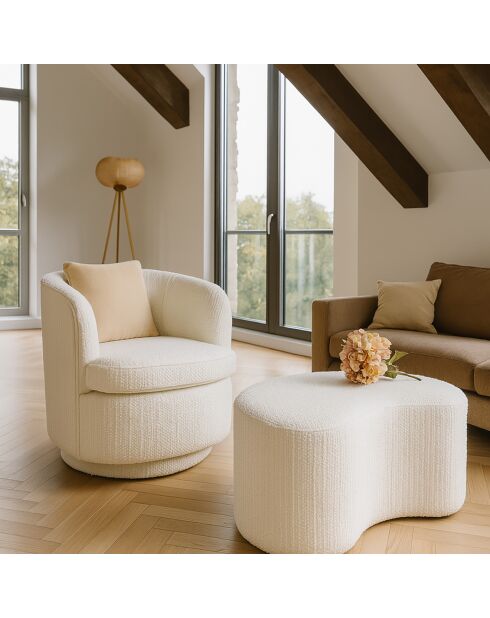 Fauteuil Pivotant Bouclette Malo écru - 73.5x73x77 cm