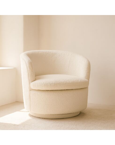 Fauteuil Pivotant Bouclette Malo écru - 73.5x73x77 cm