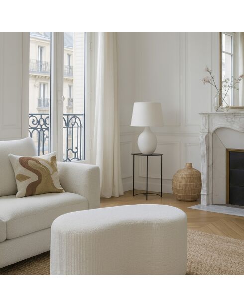 Banc Incurvé  Bouclette Sturcture Bois Malo blanc - 101x56x47cm