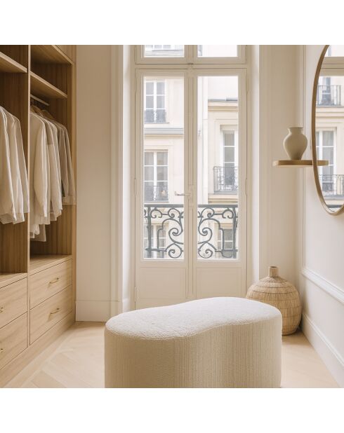 Banc Incurvé  Bouclette Sturcture Bois Malo blanc - 101x56x47cm