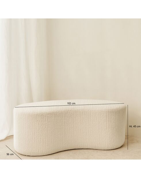Banc Incurvé  Bouclette Sturcture Bois Malo blanc - 101x56x47cm