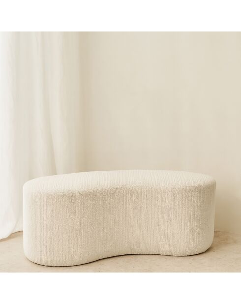 Banc Incurvé  Bouclette Sturcture Bois Malo blanc - 101x56x47cm