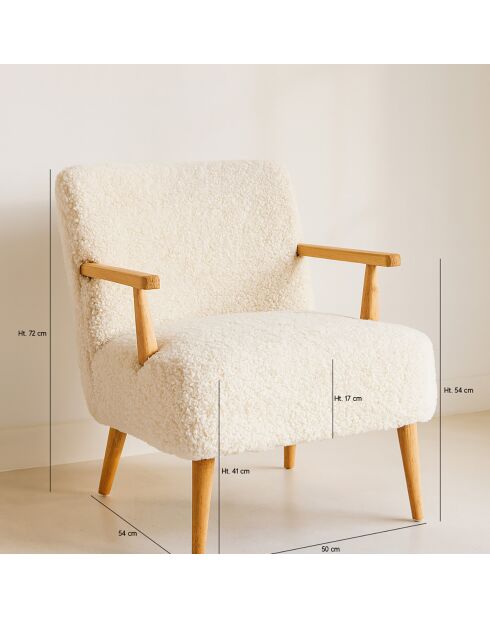 Fauteuil en Tissu Et Structure en Bois Eliot beige - 62x65.5x70.5 cm