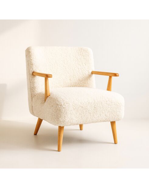Fauteuil en Tissu Et Structure en Bois Eliot beige - 62x65.5x70.5 cm