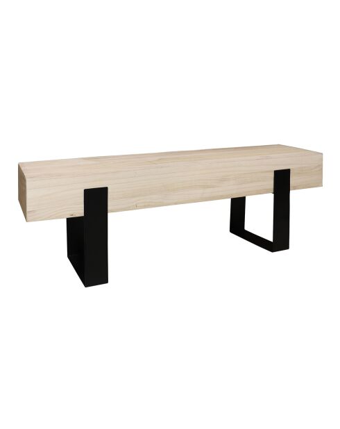 Banc Bois de Paulownia Pied Metal Ora naturel/noir - 120x29x40 cm