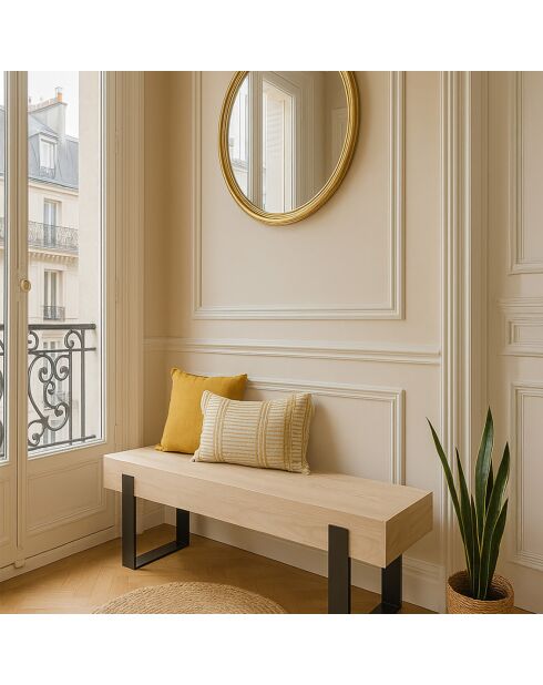 Banc Bois de Paulownia Pied Metal Ora naturel/noir - 120x29x40 cm