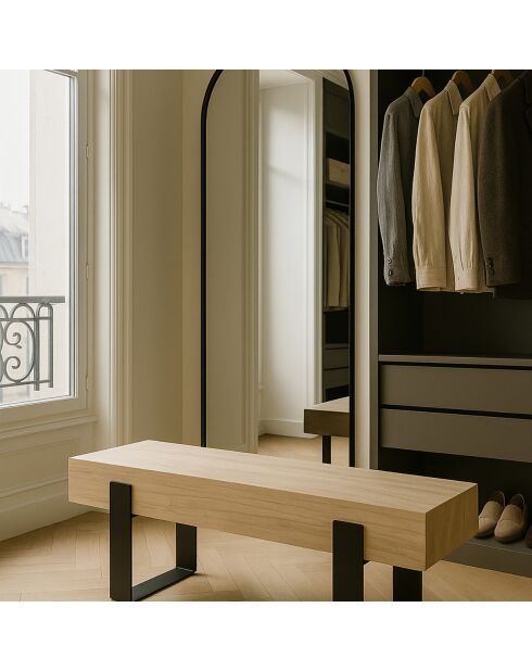 Banc Bois de Paulownia Pied Metal Ora naturel/noir - 120x29x40 cm