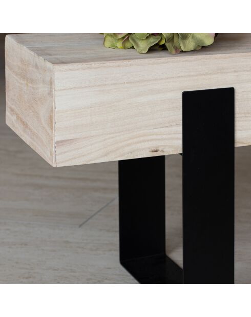 Banc Bois de Paulownia Pied Metal Ora naturel/noir - 120x29x40 cm