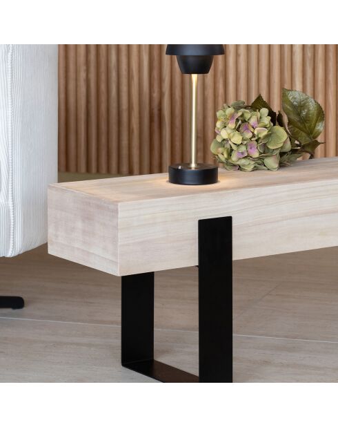 Banc Bois de Paulownia Pied Metal Ora naturel/noir - 120x29x40 cm