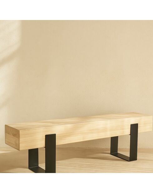 Banc Bois de Paulownia Pied Metal Ora naturel/noir - 120x29x40 cm