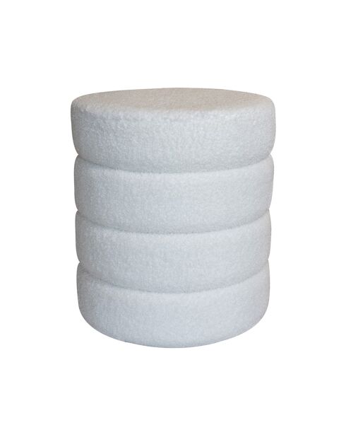 Pouf tissu teddy Malo blanc - 35x35x40 cm
