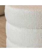Pouf tissu teddy Malo blanc - 35x35x40 cm