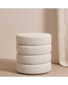 Pouf tissu teddy Malo blanc - 35x35x40 cm