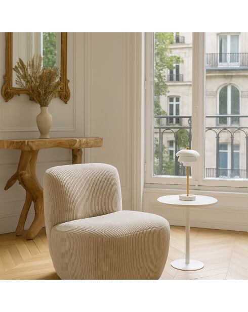 Fauteuil en Velours côtelé Côme beige - 65x71x68 cm