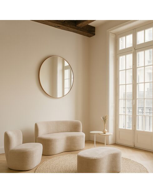 Fauteuil en Velours côtelé Côme beige - 65x71x68 cm