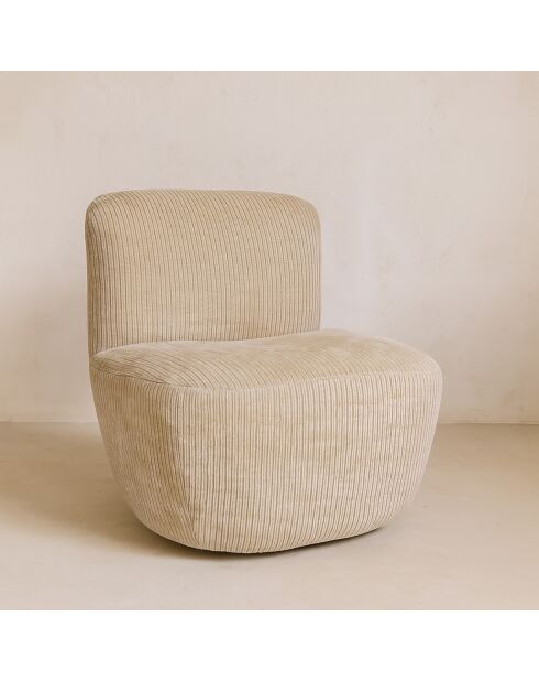 Fauteuil en Velours côtelé Côme beige - 65x71x68 cm
