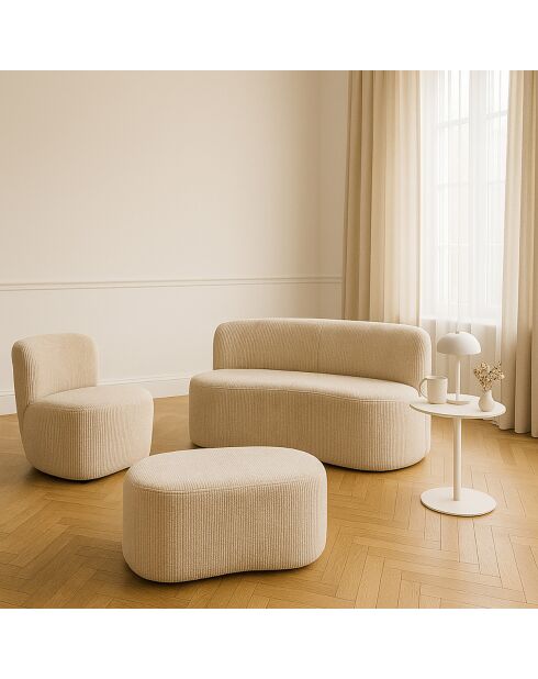 Canapé en Velours côtelé Côme beige - 120x70x71 cm