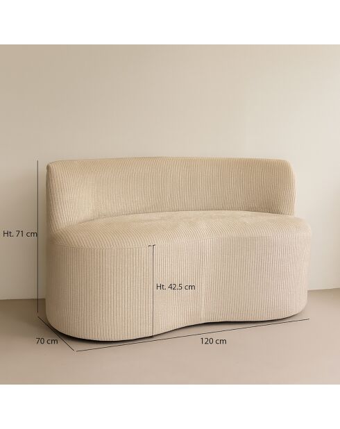 Canapé en Velours côtelé Côme beige - 120x70x71 cm