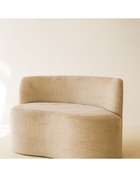 Canapé en Velours côtelé Côme beige - 120x70x71 cm