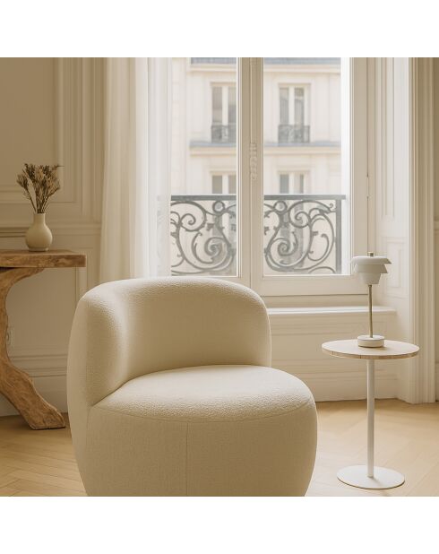 Fauteuil en tissu bouclette Malo écru - L.74xH.72xP.73 cm