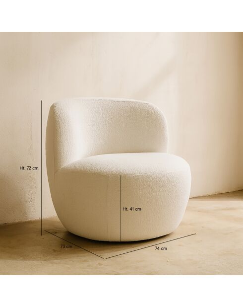 Fauteuil en tissu bouclette Malo écru - L.74xH.72xP.73 cm