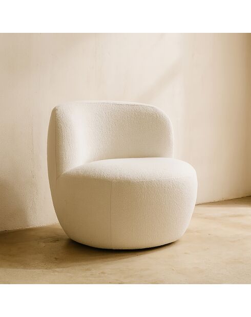 Fauteuil en tissu bouclette Malo écru - L.74xH.72xP.73 cm