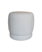 Pouf en tissu bouclette Malo blanc - 41.5x41.5x40 cm