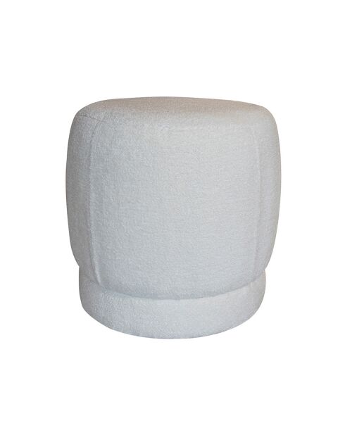 Pouf en tissu bouclette Malo blanc - 41.5x41.5x40 cm