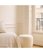 Pouf en tissu bouclette Malo blanc - 41.5x41.5x40 cm